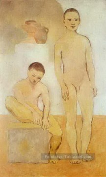Deux jeunes 1905s abstrait Nue Peinture à l'huile
